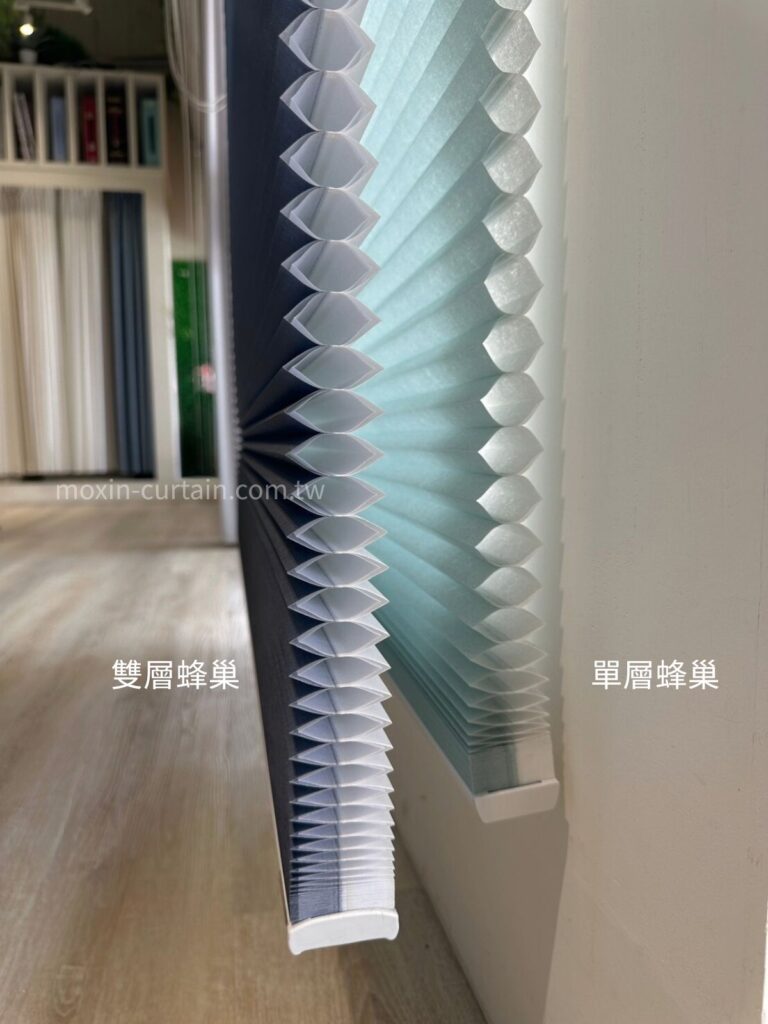 LOGO案例照 - 沐馨窗簾 雙蜂巢與單蜂巢結構對比