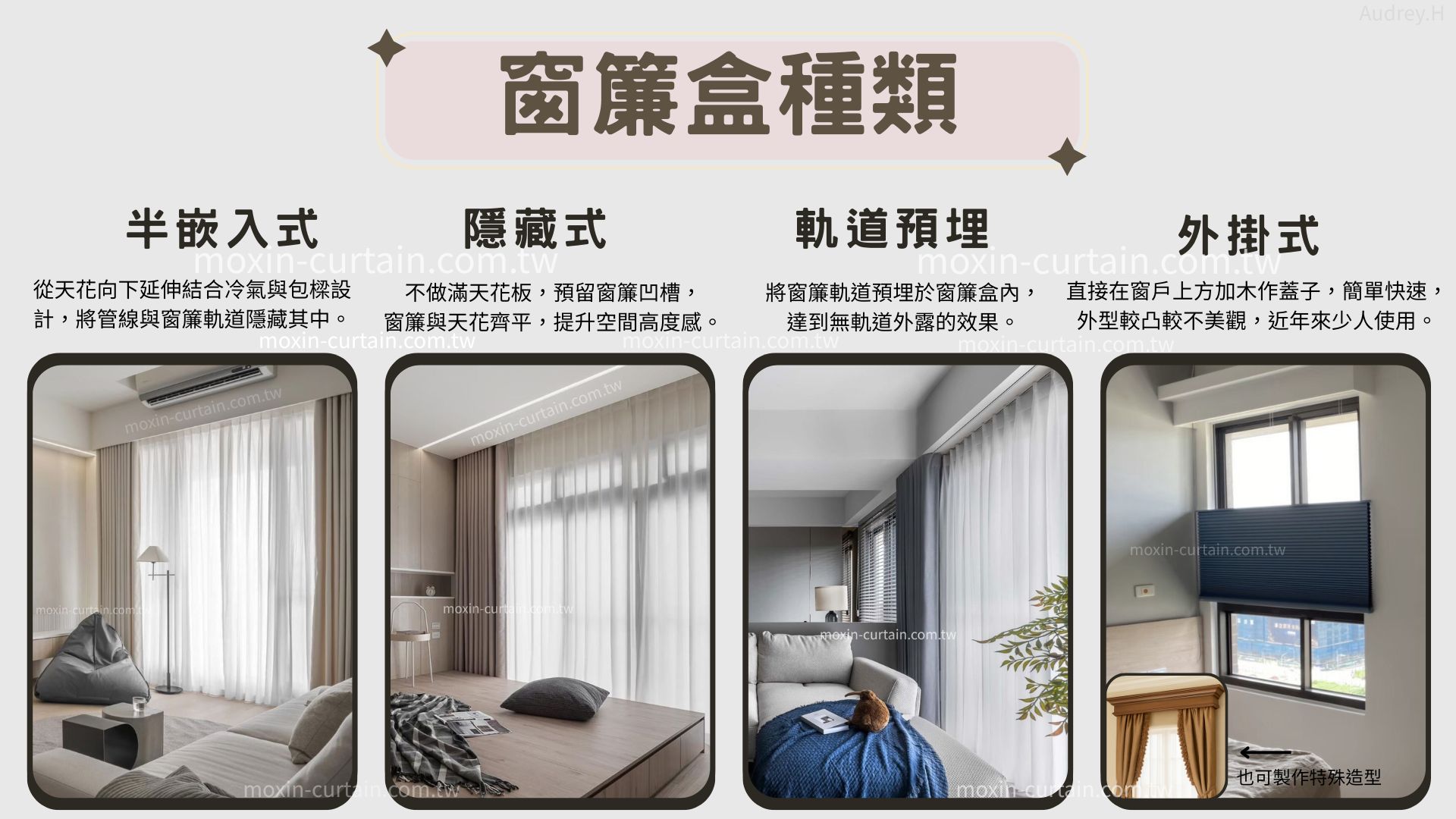 咖啡色系 簡單色塊 照片拼貼 電腦桌布 - 沐馨窗簾 窗簾盒種類 分類 辦嵌入式 隱藏式\ 軌道預埋 外掛式