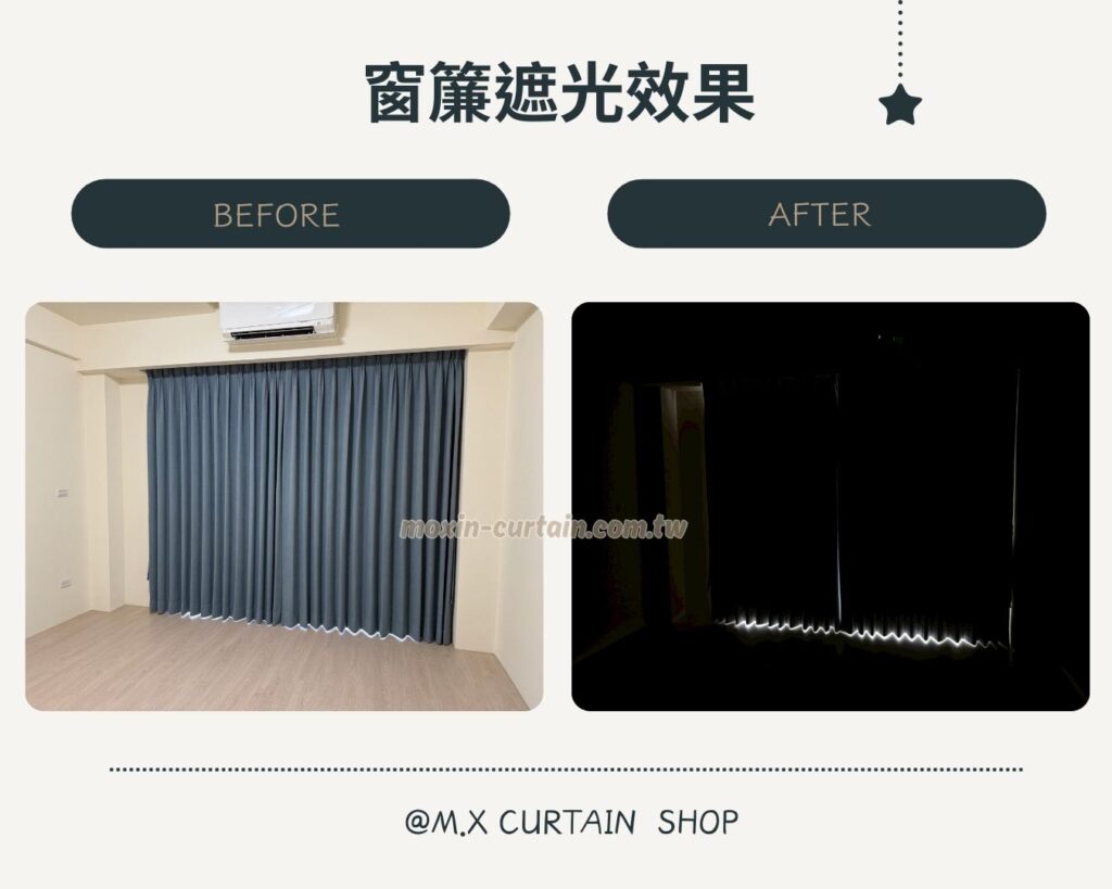 遮光實測對比 (2) - 沐馨窗簾 沐馨窗簾 雙層布簾 遮光效果對比圖