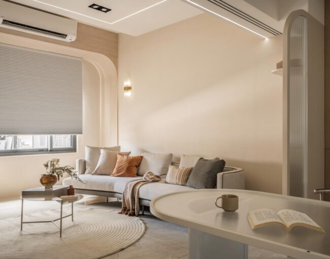 《宸居設計⨯沐馨窗飾》苗栗市透天宅窗簾設計案例｜苗栗公館風琴簾遮光案例一次看