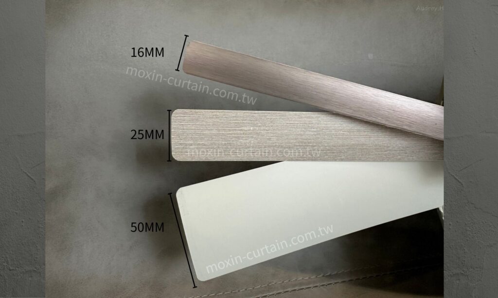 LOGO案例照 (15) - 沐馨窗簾 沐馨窗簾 鋁百葉簾 25MM 50MM尺寸比較圖