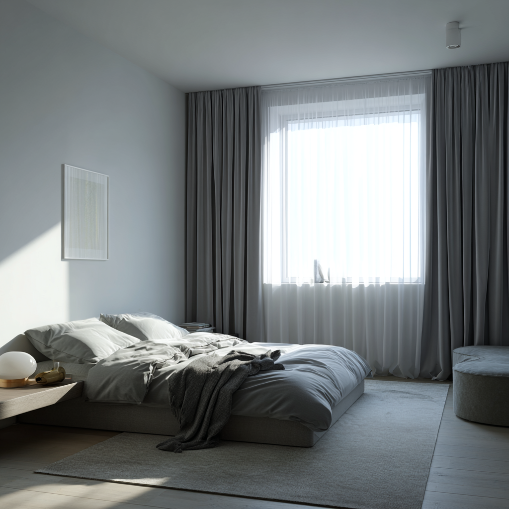 u7596628797_Photorealistic_minimalist_bedroom_with_one_large__fb207c55-1110-40ee-a65c-3d6620161820_2_af7cbo - 沐馨窗簾